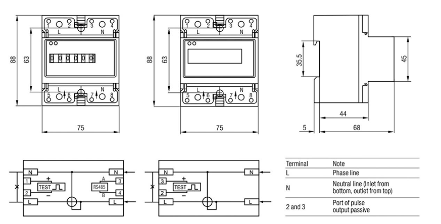 Din Rail Type Bi-directional Energy Meter