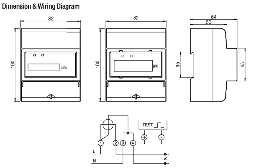 Single Phase Two Wire Din Rail Kwh Meter Box details