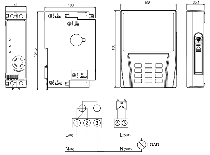 STS Split Din Rail Energy Meter size