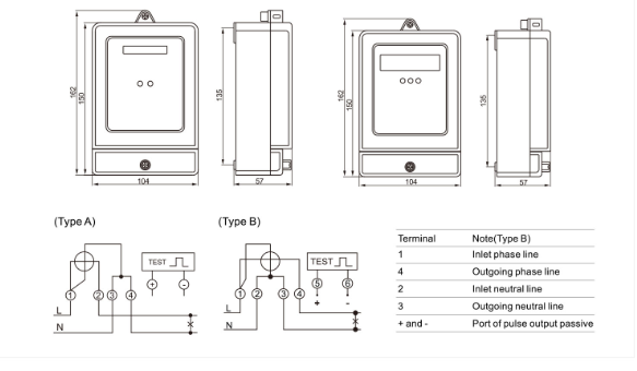 DDS5558-YG Single Phase Energy Meter With RS485 size