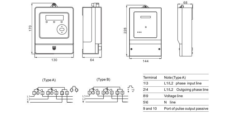 Voltmeter Register Display Electric Energy Meter