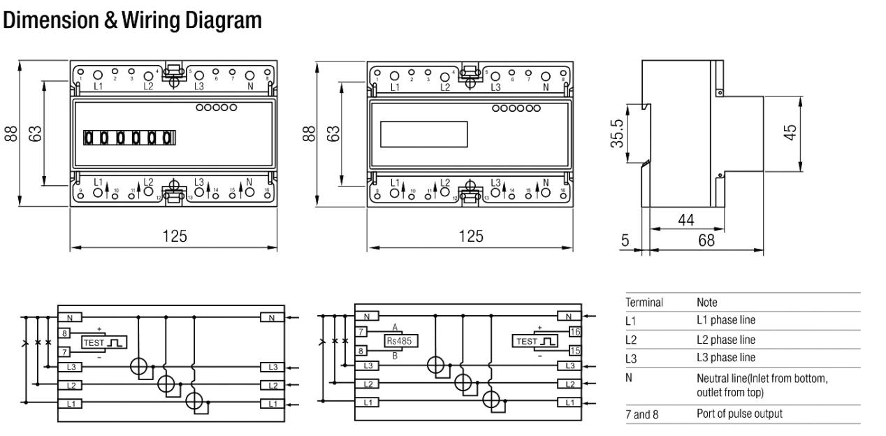 3 Phase 230V Remote Watt Meter